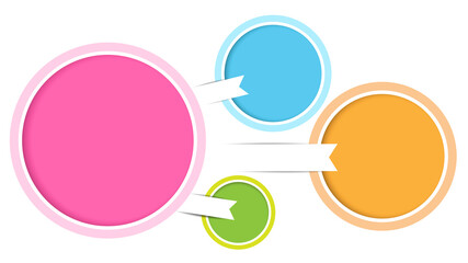 Brightly colored circles are placed on white paper