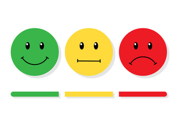emotion feedback face emoji on a white background. circle set of mile neutral sad icon. vector illustration modern flat design.