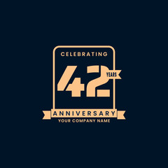 Gold modern 43 year anniversary logo. birthday. Celebration. Celebrating. element. Tape