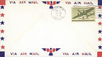 vintage retro alt old envelope umschlag benutzt used airmail luftpost usa amerika america cancel...