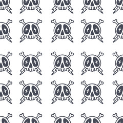 Seamless Pattern Retro Skull, Bolt, and Bone Print - Repeating Background and Wallpaper