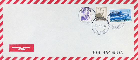 vintage retro alt old envelope umschlag benutzt used frankiert cancel briefmarken stamps türkei...