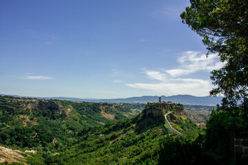 Scenic view of the medieval village of Civita di Bagnoregio and Valle dei Calanchi, Italy