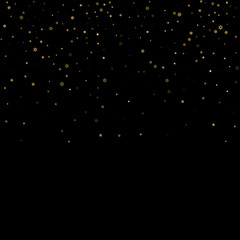Falling Snow flakes golden pattern Holiday Vector