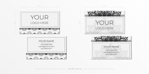 Fototapeta na wymiar Vector Business cards in white with black ornaments. Business card design with monogram patterns.
