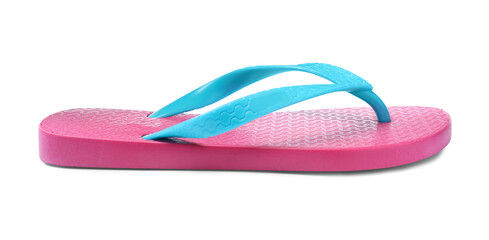 Single pink flip flop isolated on white