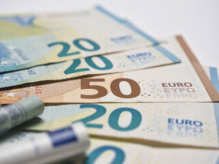 Closeup shot of euro money