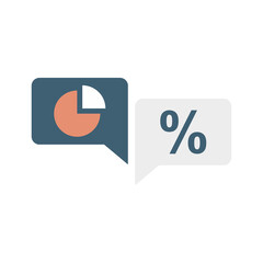 Conversion rate chat icon flat isolated vector