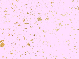 Golden bolts, sparks, sparkles or glitter on pink background template. Vector