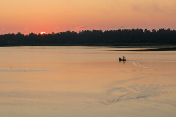 Sunrise at lake Kanieris in Latvia