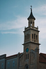 church tower in split Croatia cloudy sky