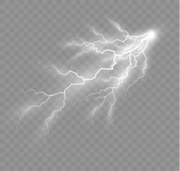 Set of zippers, thunderstorm and effect lightning.