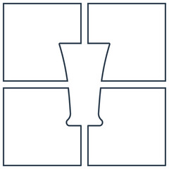 Abstract image glass tequila in square form. Contour line art in flat style. Restaurant alcoholic illustration for celebration design. Beverage outline icon. Isolated on white background