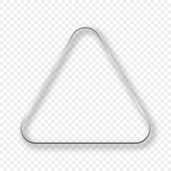 Silver glowing rounded triangle frame with shadow