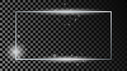 Silver glowing rectangular shape frame with sparkles