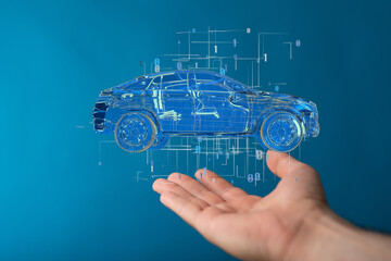 autonomous driving with a electric car 3d.