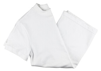 White folded t-shirt isolated on white background