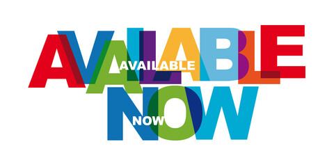 available now - typography card, image with lettering