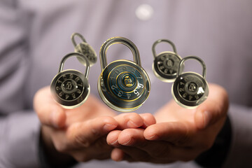 padlocks -Technology security concept background.