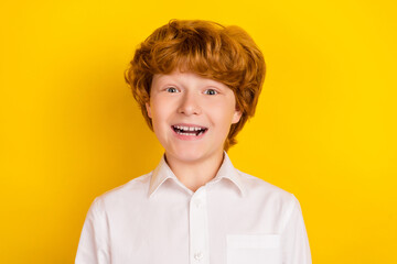 Portrait of young handsome good looking schoolboy waiting 1-september back to school isolated on...
