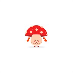 Mushrooms cute character illustration smile happy mascot logo kids play toys template