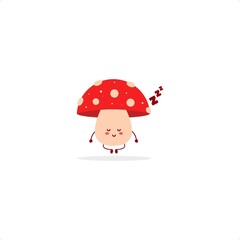 Mushrooms cute character illustration smile happy mascot logo kids play toys template