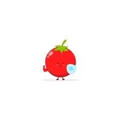 Tomato cute character illustration smile happy mascot logo kids play toys template