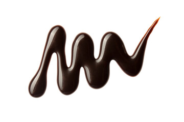 Chocolate sauce swirl isolated on whited background. Hot melted chocolate. Liquid Choco. Decorative line