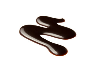 Chocolate sauce swirl isolated on whited background. Hot melted chocolate. Liquid Choco. Decorative line