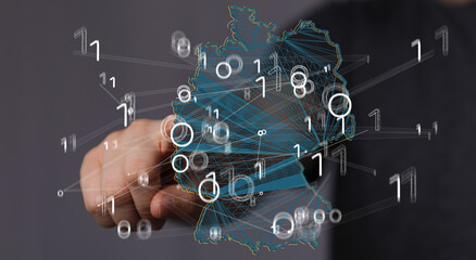 Germany map illustration in blockchain technology