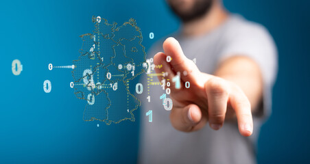 Germany map illustration in blockchain technology
