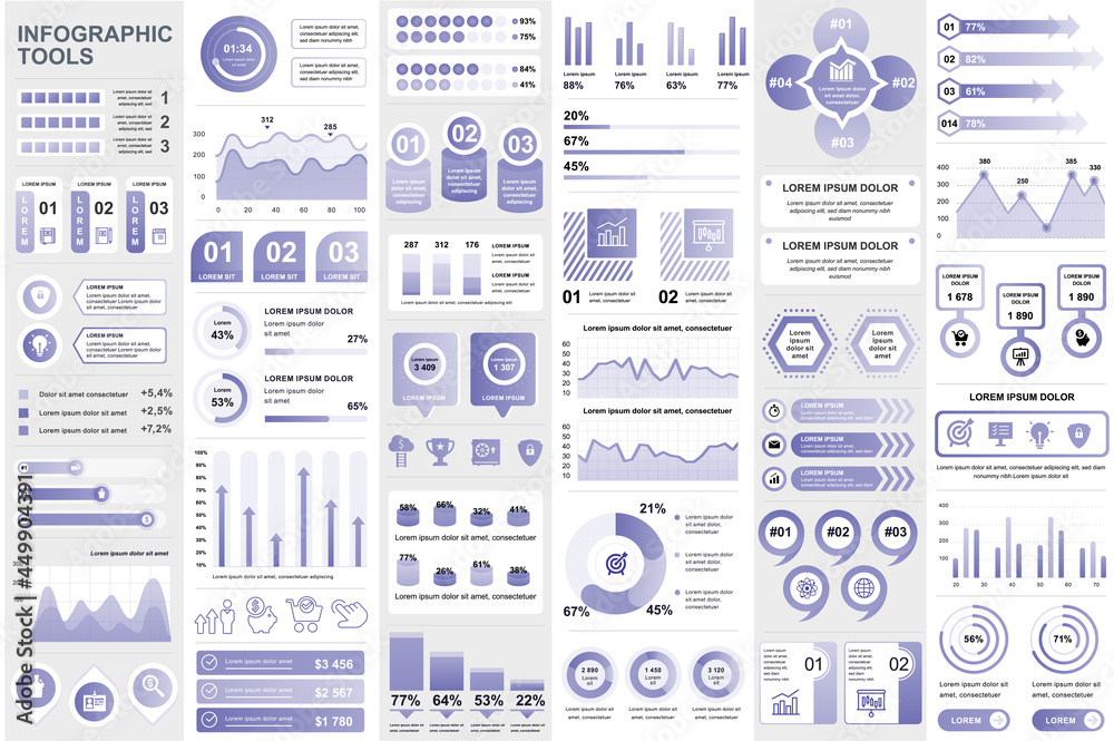 Leinwandbilder bundle infographic elements data visualization vector design template. can be used for steps, busine