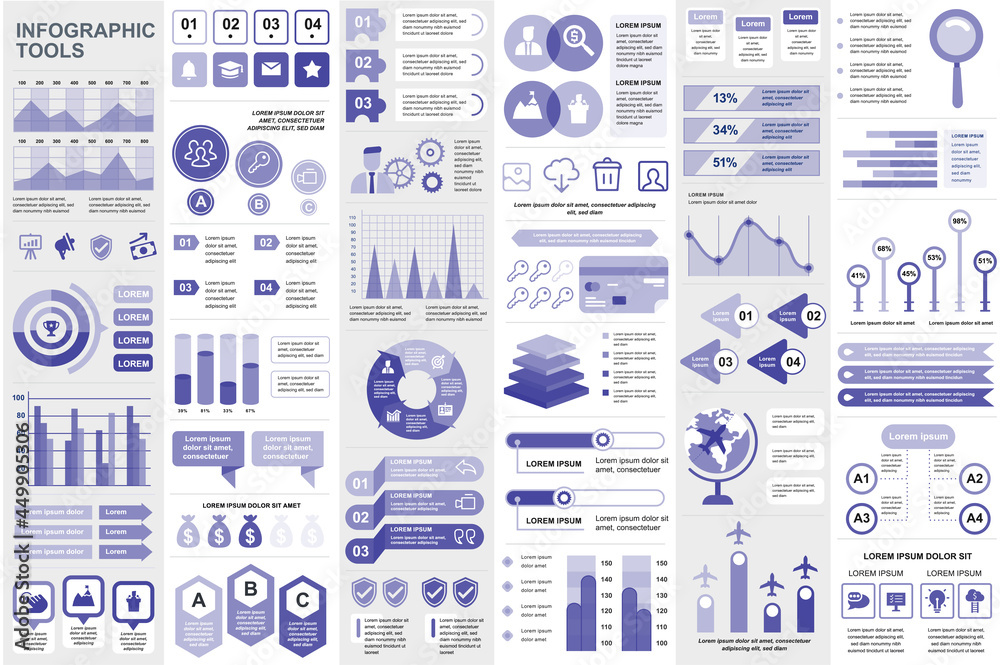 Poster Bundle infographic elements data visualization vector design template. Can be used for steps, business processes, workflow, diagram, flowchart concept, timeline, marketing icons, info graphics.