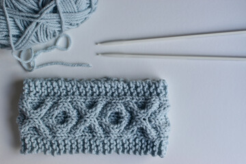 love cable knitting of a hand made headband 