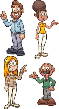 Cartoon adult characters male and female. Vector clip art illustration with simple gradients. Each on a separate layer. 
