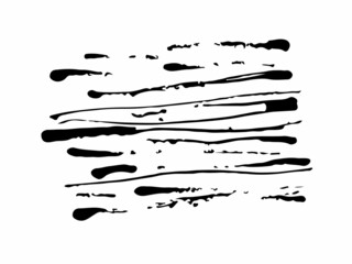 Vector Abstract Stripe Brush Stroke Hand Drawn Texture in Black Color Sketch Simple Pattern isolated on White Background Line Shape