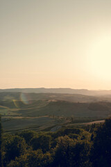 Sunset in Val D'Orcia in Tuscany, Italy