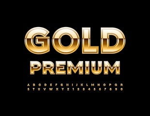 Vector Gold Premium Alphabet set. Creative elite Font. Textured luxury Letters and Numbers