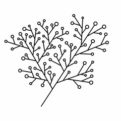 Branch element with doodle berries. Autumn branch without leaves. Suitable for icons, prints, banners, advertisements