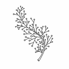 Branch element with doodle berries. Autumn branch without leaves. Suitable for icons, prints, banners, advertisements