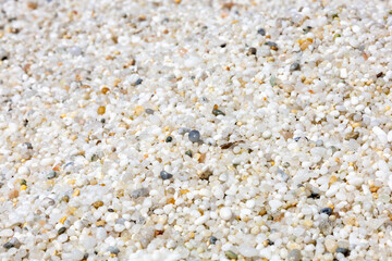 sand grains of ultra-thin quartz on Is Arutas beach, Cabras, Oristano, Sardinia, Italy, Europe