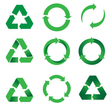 set of Recycle icon.Recycling symbol. Vector illustration. Isolated on white background.