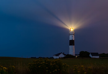 Leuchtturm Kampen Nacht Licht blaue Stunde Sylt Deutschland Nordsee Insel Sehenswürdigkeit...