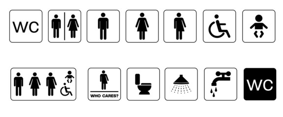 Washroom symbols collection. All gender washroom sign. Vector illustration