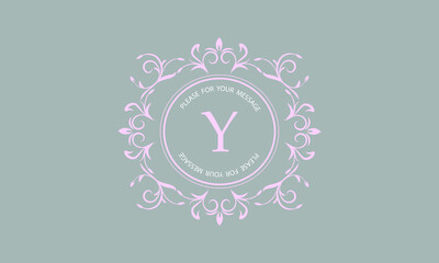 Decorative monogram in pastel colors for invitation cards with the letter Y. Graphic design of the page, cafe, hotel, business.