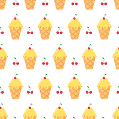 This is a seamless pattern texture of ice cream on a white background. Vector wrapping paper.