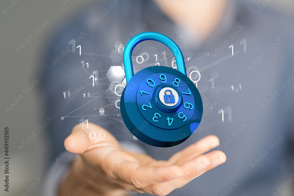 Fototapete Cybersecurity of digital network systems with computer security enginee