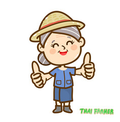 Obraz premium Cartoon Thai Farmer Vector 