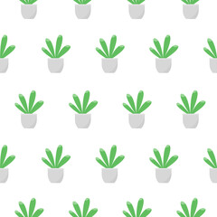 This is a seamless pattern texture of the house plants on a white background. Vector wrapping paper.