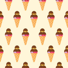 This is a seamless pattern texture of ice cream on a light background. Vector wrapping paper.